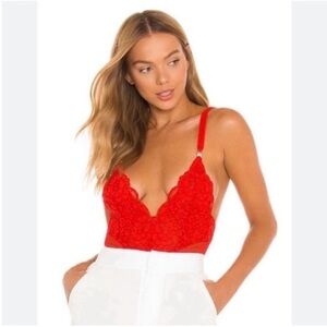 Free People HAH Cheap and Cheerful Bodysuit Blood Orange Size S